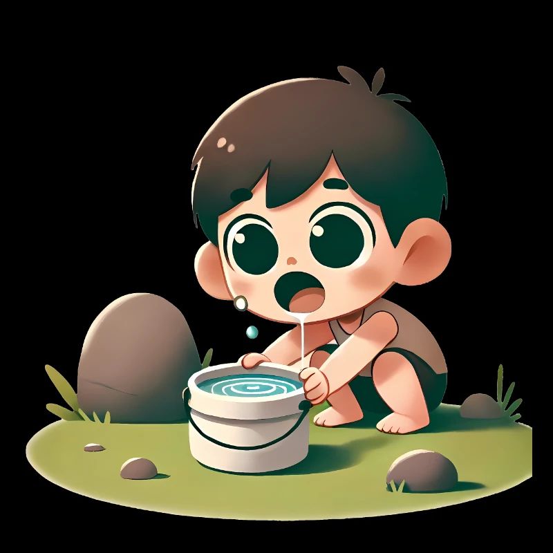 Playful Child Drinking by the Bowl