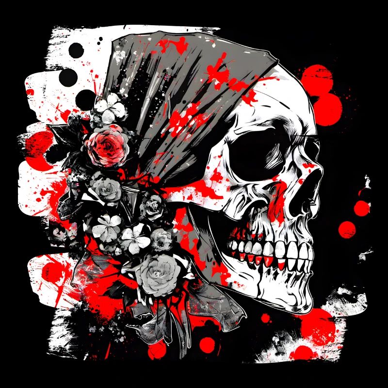 crâne éclaboussure trash polka tattoo