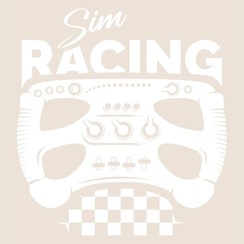 Sim Racing Gamer Formula Steering Wheel Checkered Flag Logo