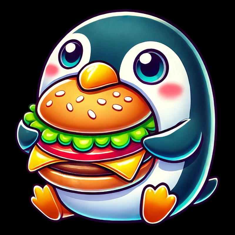 mignon pingouin burger dessin animé restauration rapide