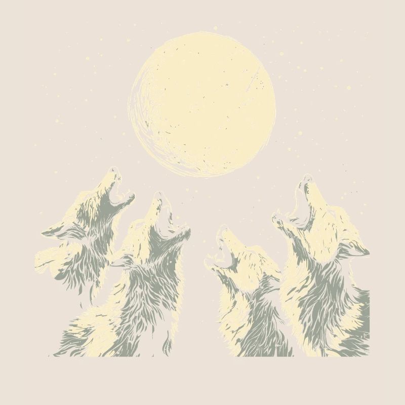 Howling Wolves Vintage Wolf Moon