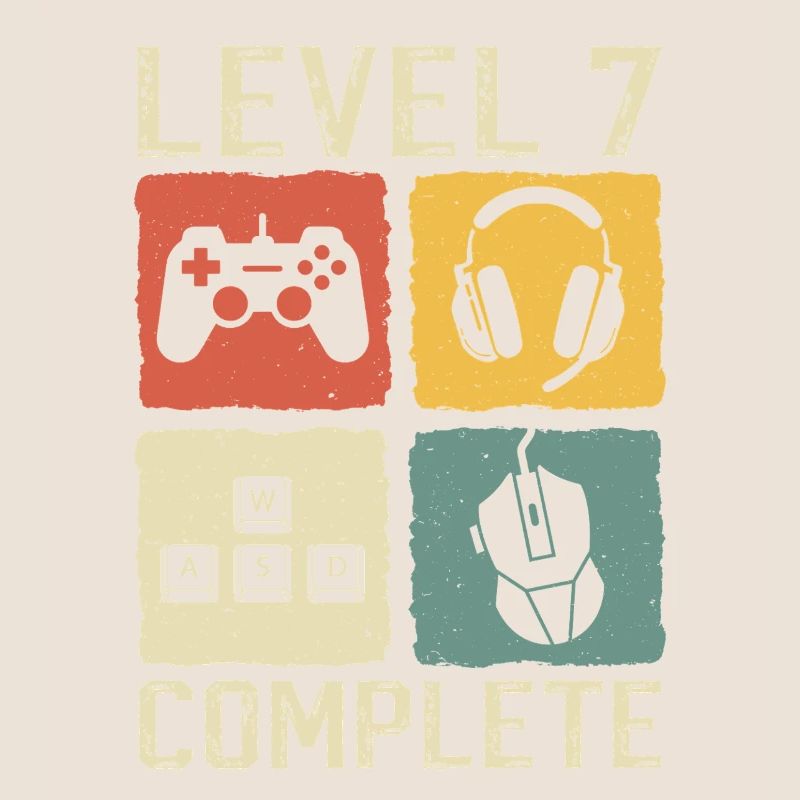 7° Compleanno Livello 7 Giocatore Completo 7 Anni