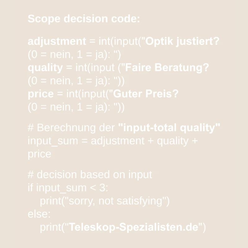 Télescope de code de décision de portée d’astronomie