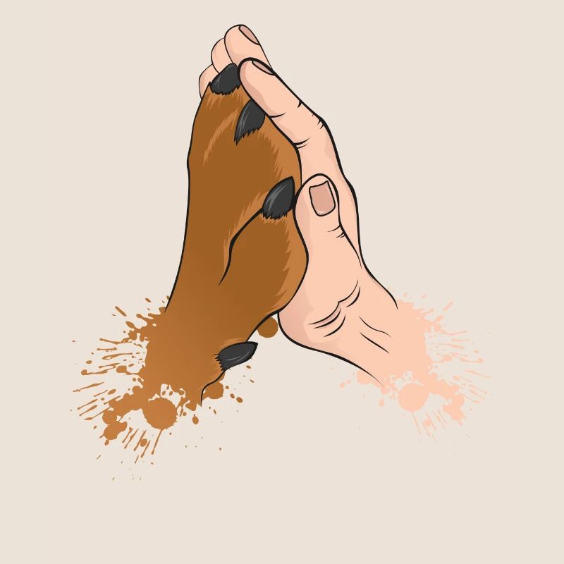 Patte de chien et de la main - High Five - Dessin