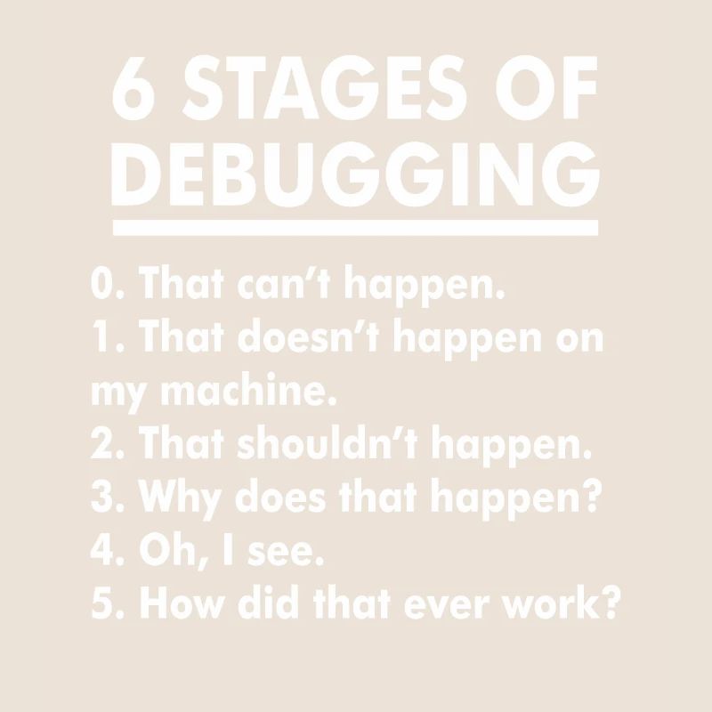 Humorous Debugging Stages Illustration