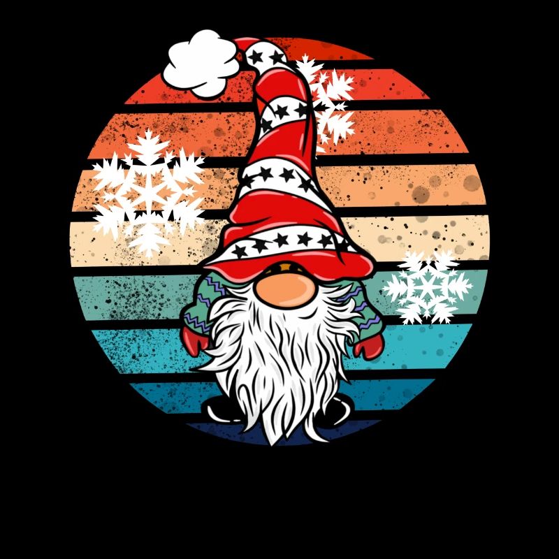 Retro Weihnachts Wichtel mit Schneeflocken
