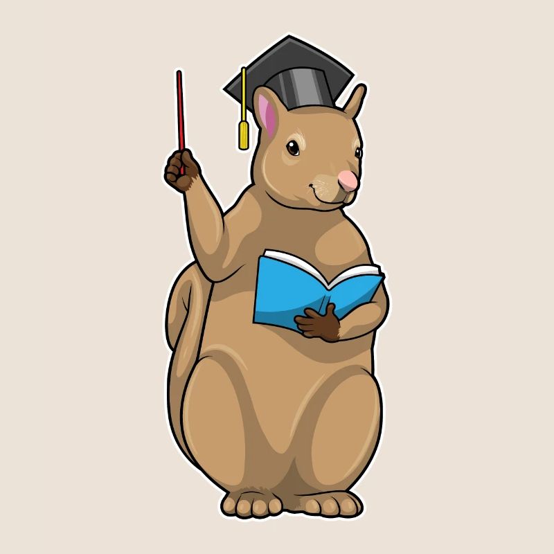 Eichhörnchen als Lehrer mit Buch