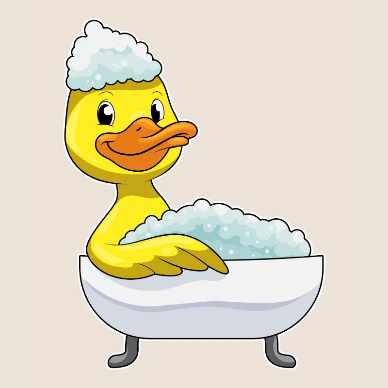 Bain de canard avec baignoire et mousse