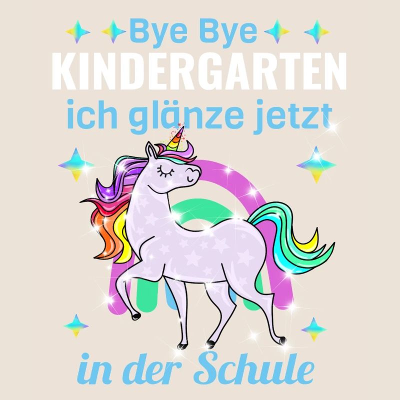 Bye Bye Kindergarten Glitzer Einhorn Einschulung