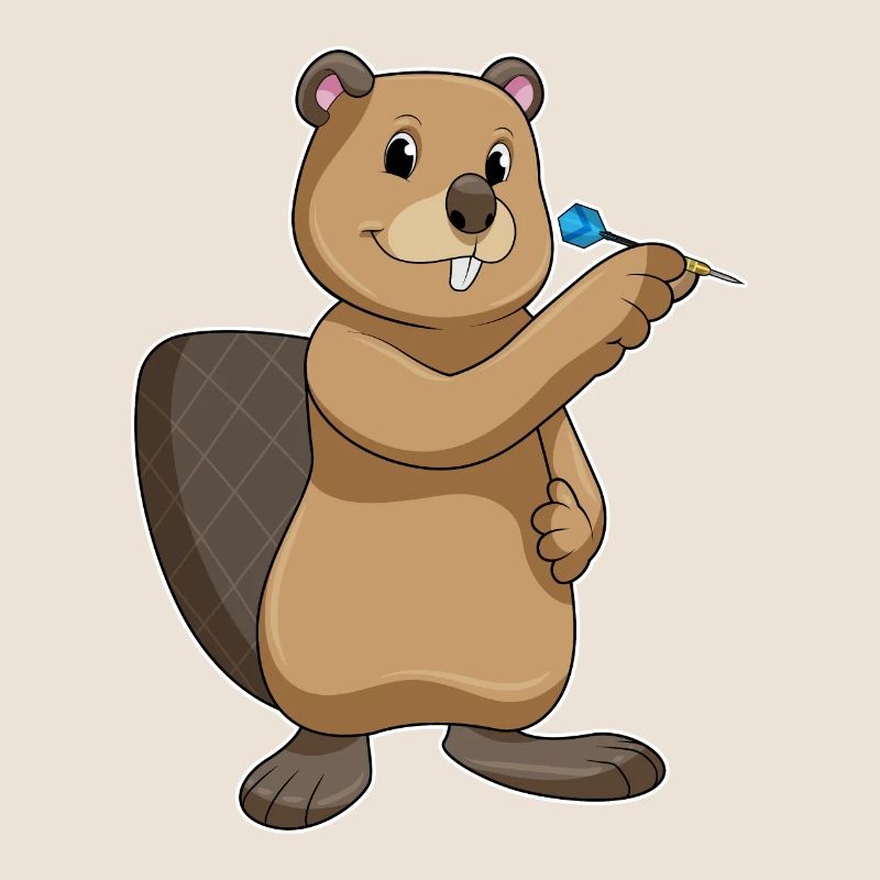 Biber beim Dart mit Dartpfeil