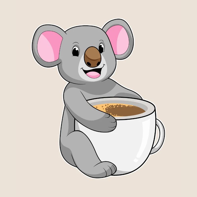 Koala avec tasse de café