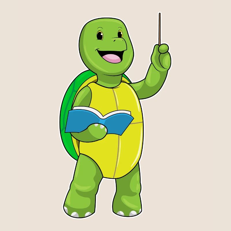 Turtle as a teacher with book & pointer