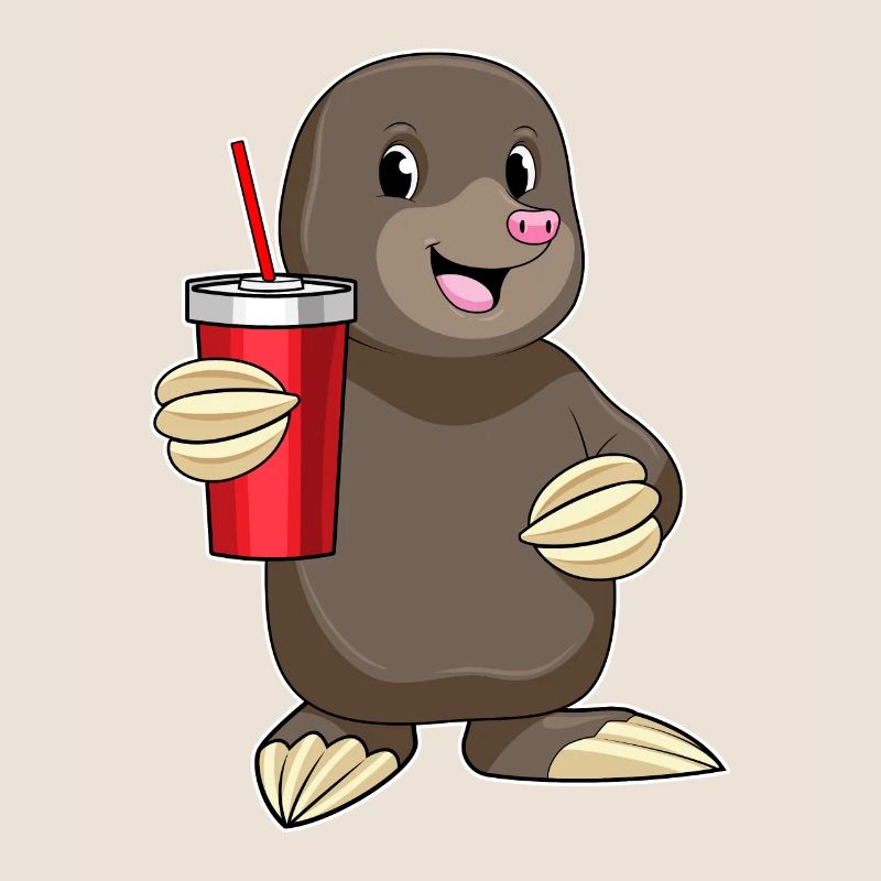 Mole with drinking cup