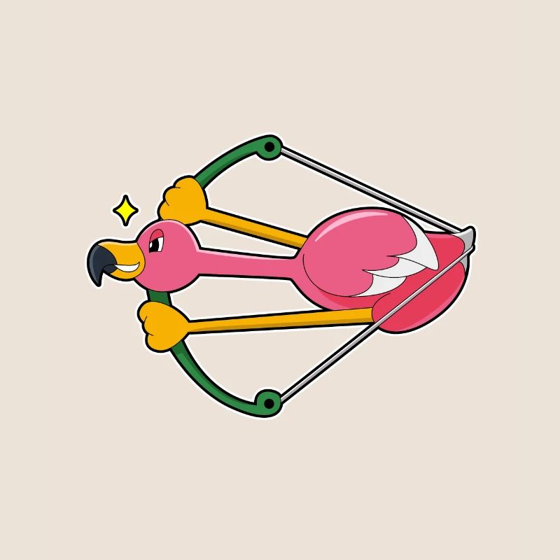 Flamant rose comme une flèche avec arc
