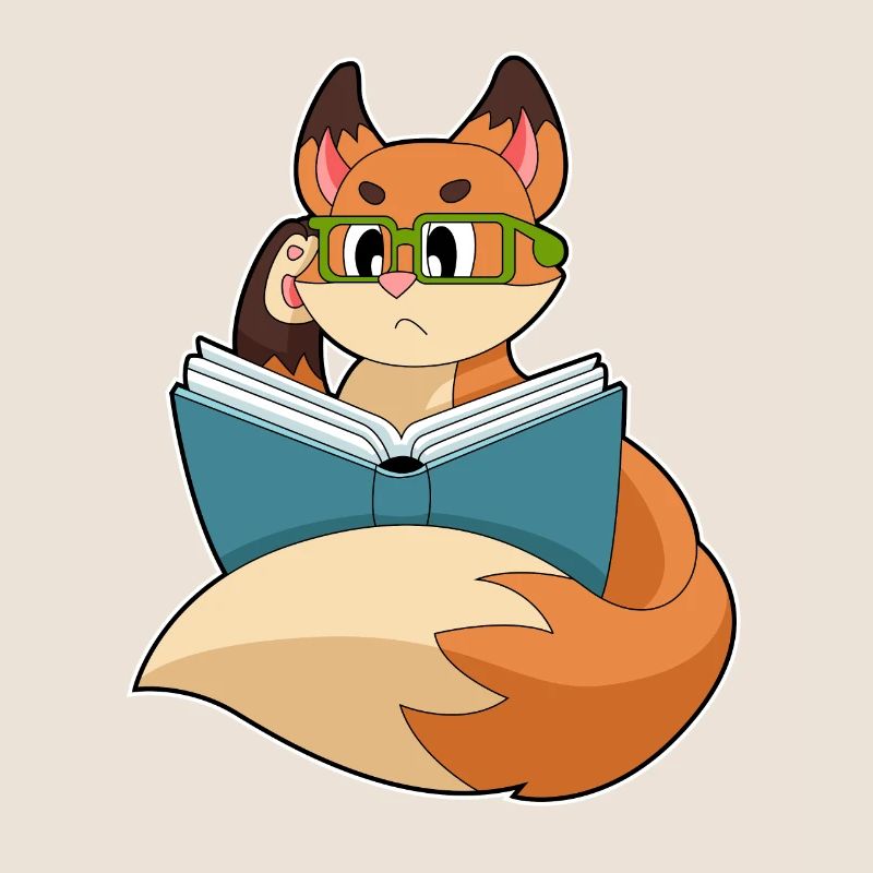 Fuchs als Nerd mit Buch & Brille