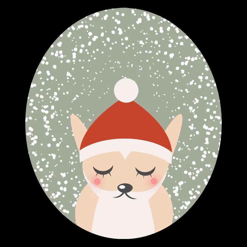 cute fox with Santa Claus Christmas hat