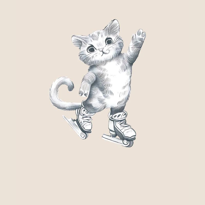 Cat on skates drawing