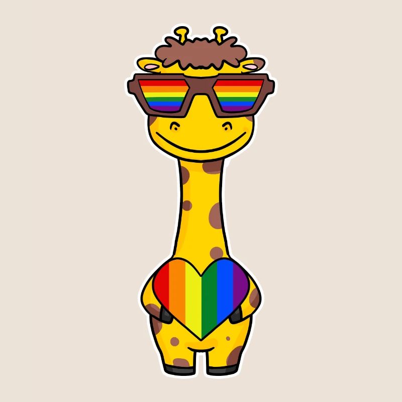 Rainbow - giraffe with glasses and heart