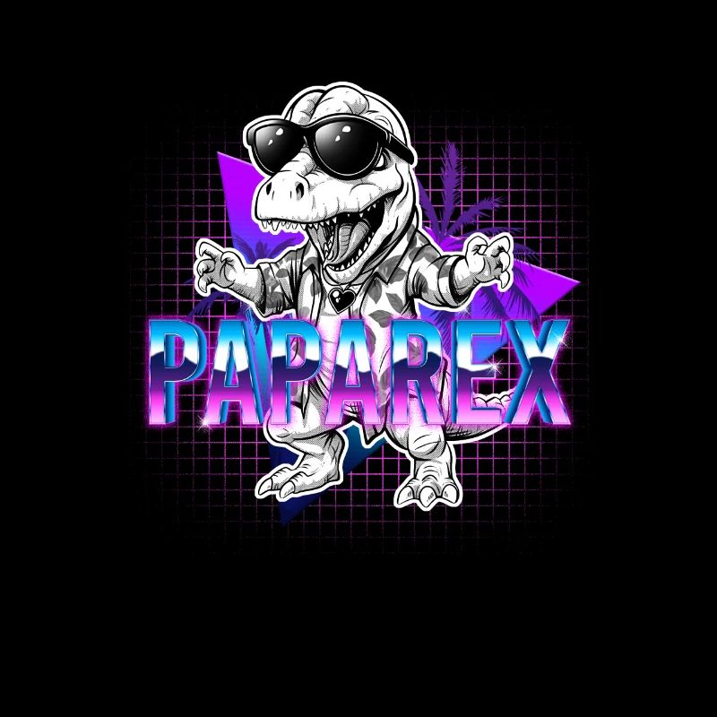 Papa Rex Dinosaurier Retrowave Vatertag Geschenk