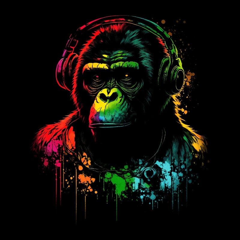 Regenbogen Gorilla Kopfhörer