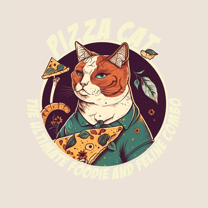 Chat avec des tranches de pizza