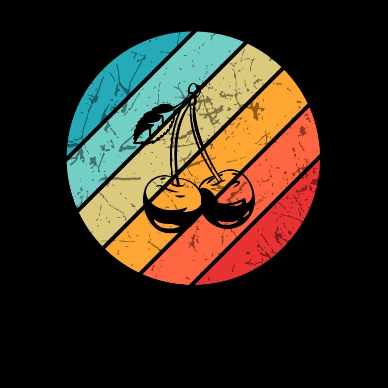 Cerise Retro Fruit Fruit Round