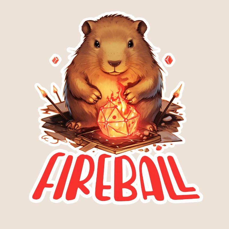 Le mage de jeu de rôle Capybara évoque une boule de feu