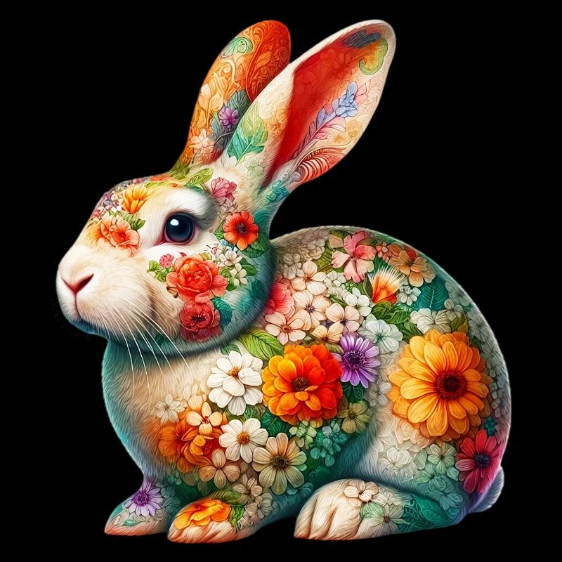 Rabbit decorated with flowers