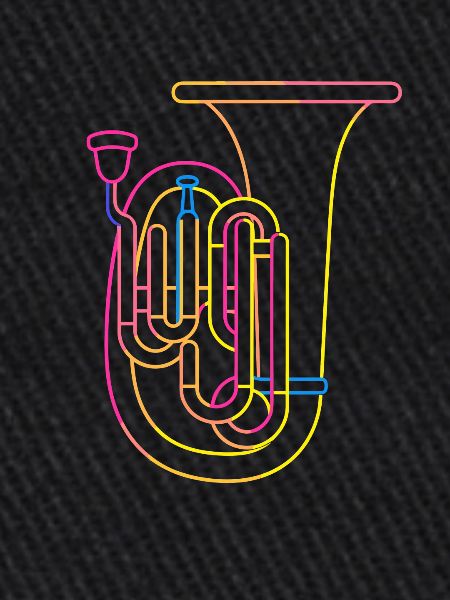 Tuba Drawing Retro