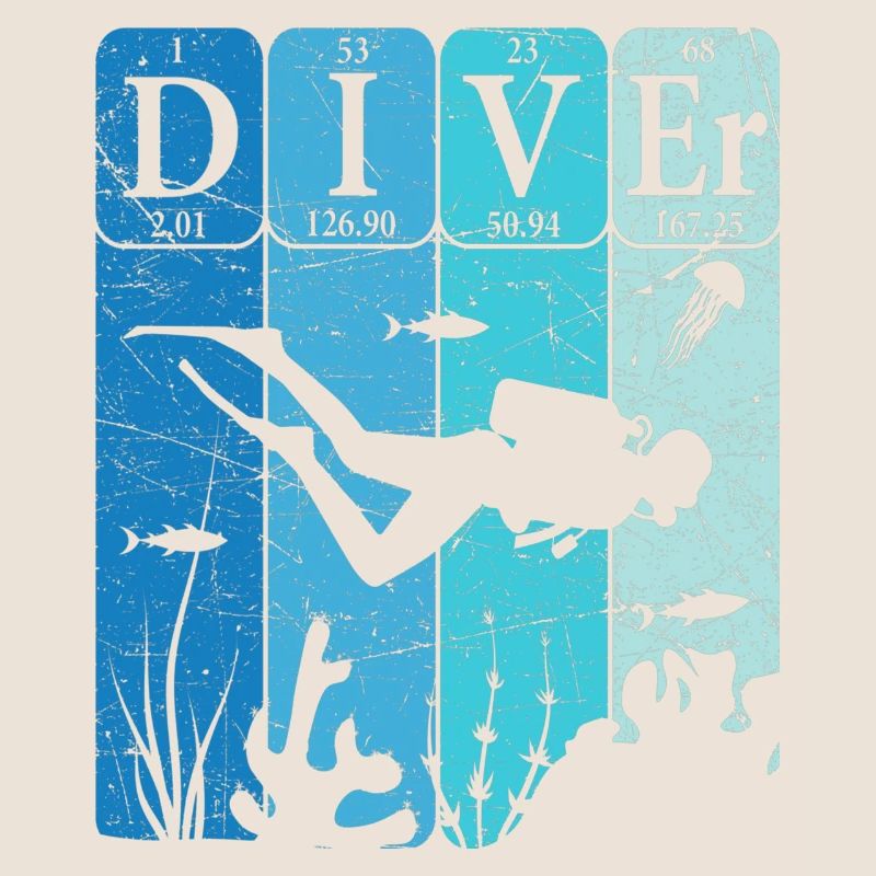 Scuba Diver Periodic Table Elements Retro