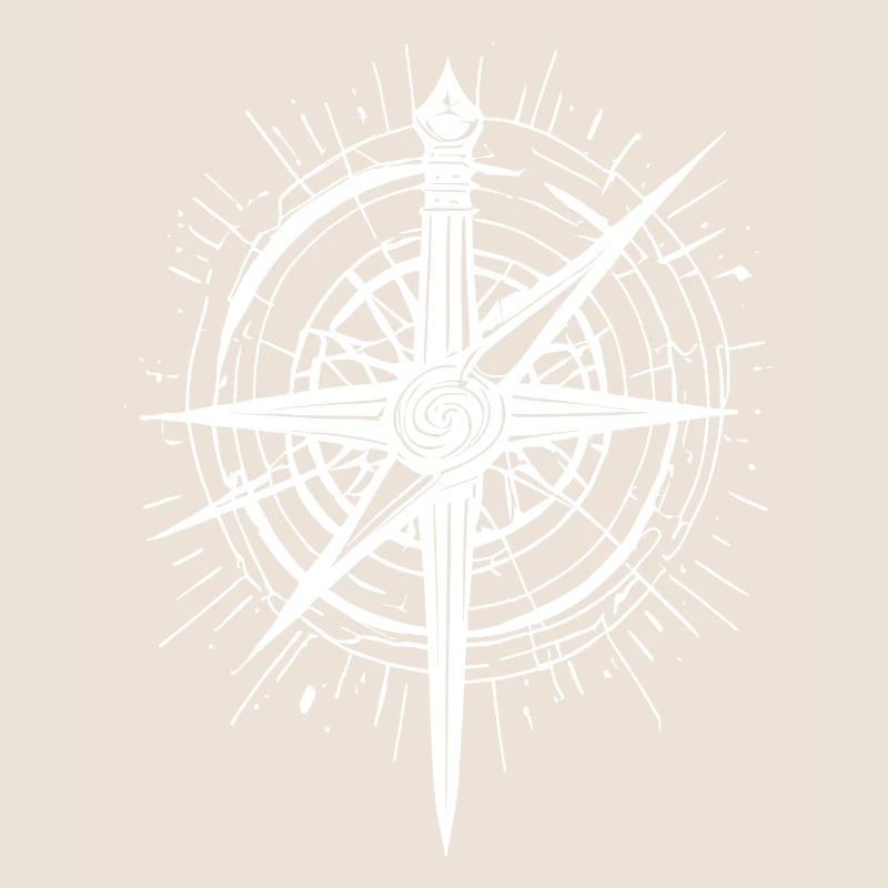 Abstract Blade Compass White