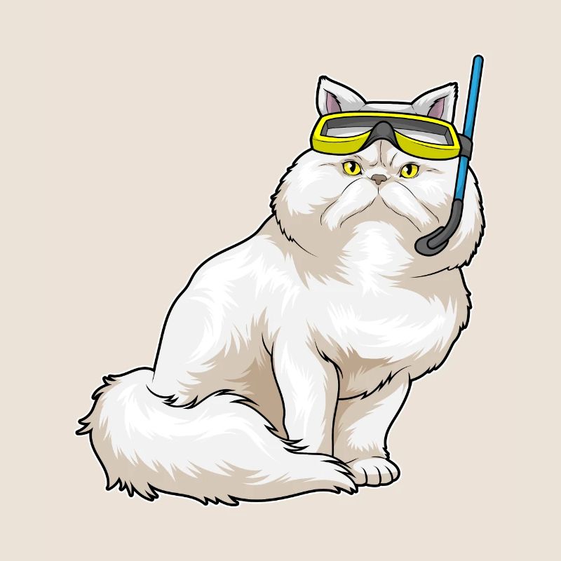Chat persan Plongée Snorkel