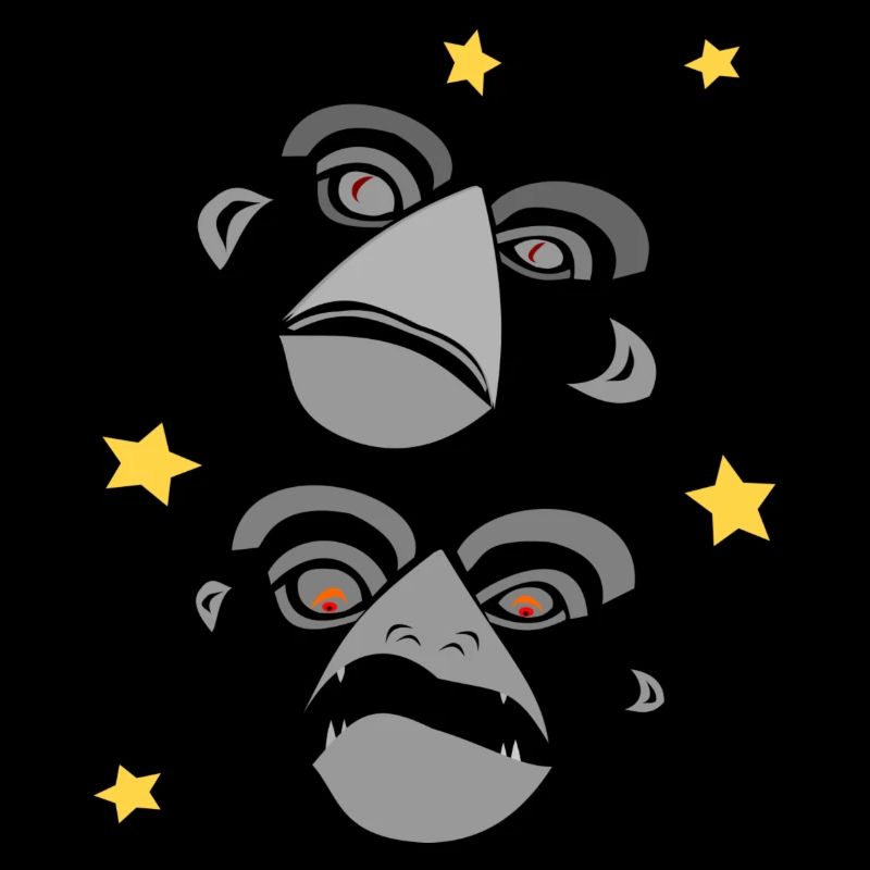 Two monkey faces screaming