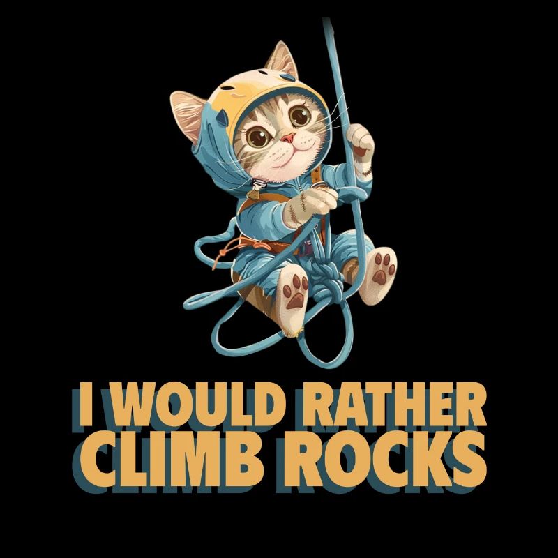 I would rather climb rocks rock climbing cat