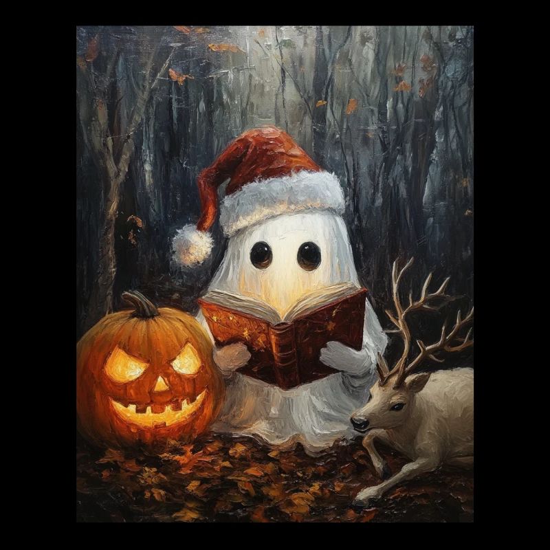Halloween Gift Ghost with Christmas Hat Decoration