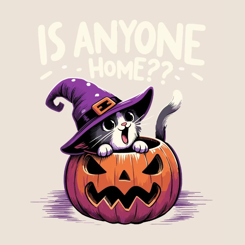 Halloween Chat Sorcière Chapeau Sorcière Grimace Mignon Fun
