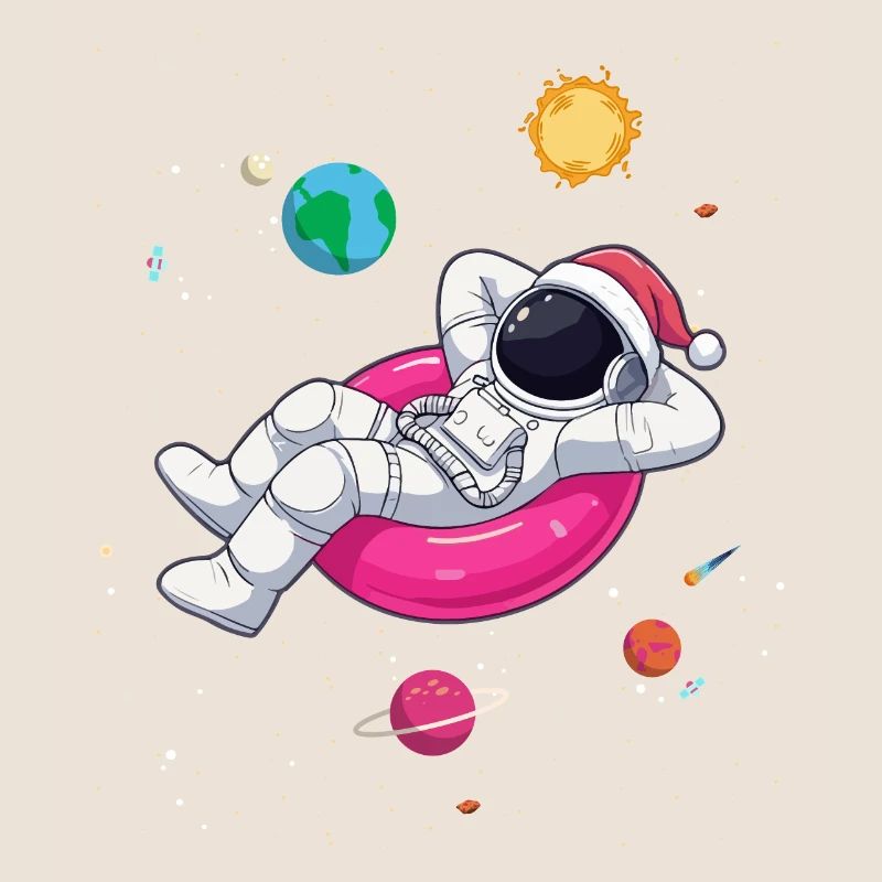 Un astronaute de Noël détendu dans l’espace