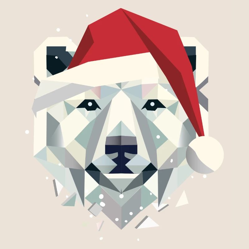 Christmas Polar Bear in Modern Geometric Style