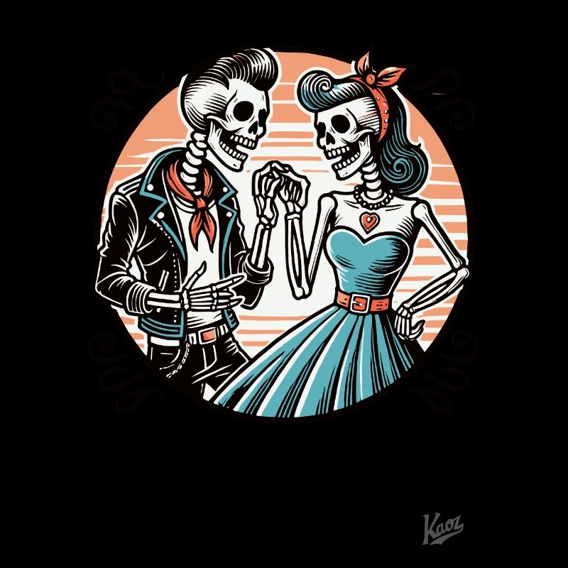 Retro Rockabilly Skeleton Pair