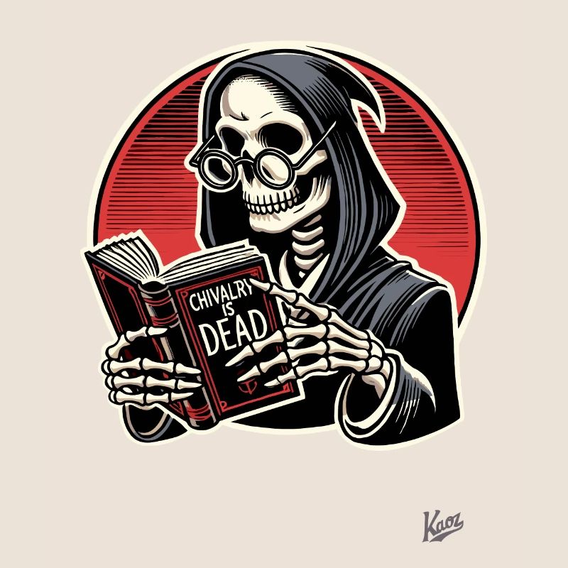 Chivalry is dead – Grim Reaper with book