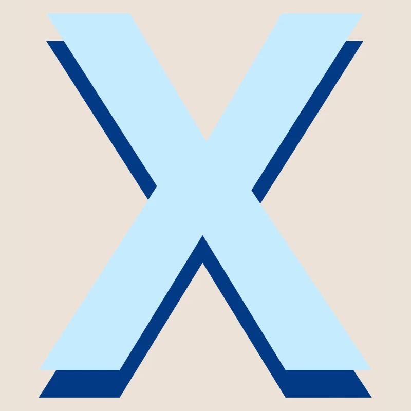 Lettre X bleu pop et moderne