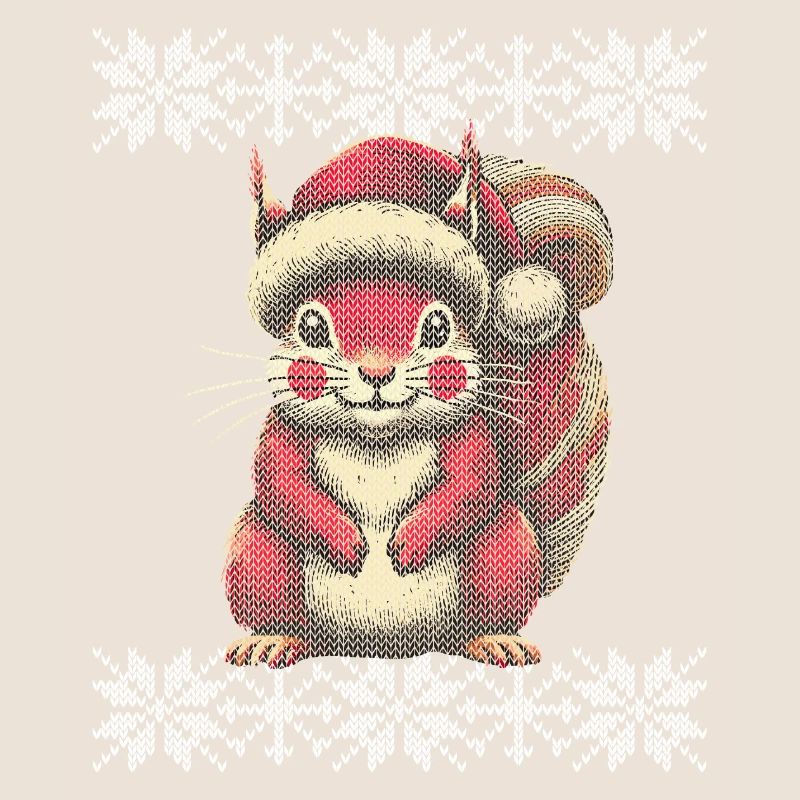 Weihnachtliches Eichhörnchen Mit Mütze
