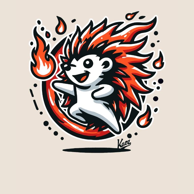 Hérisson chaud joyeux avec du feu