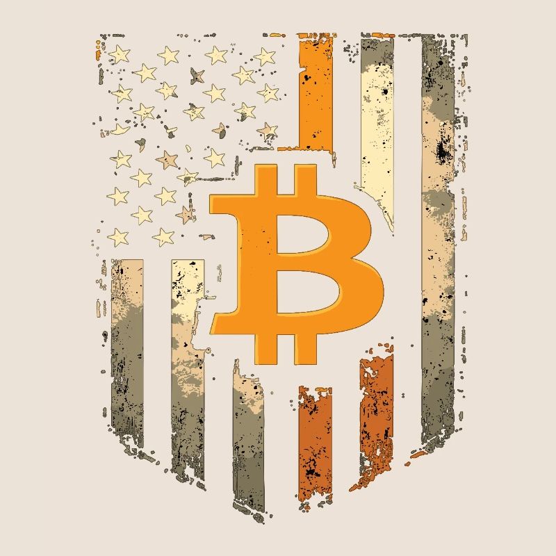 Motif Bitcoin - Design rustique avec drapeau américain