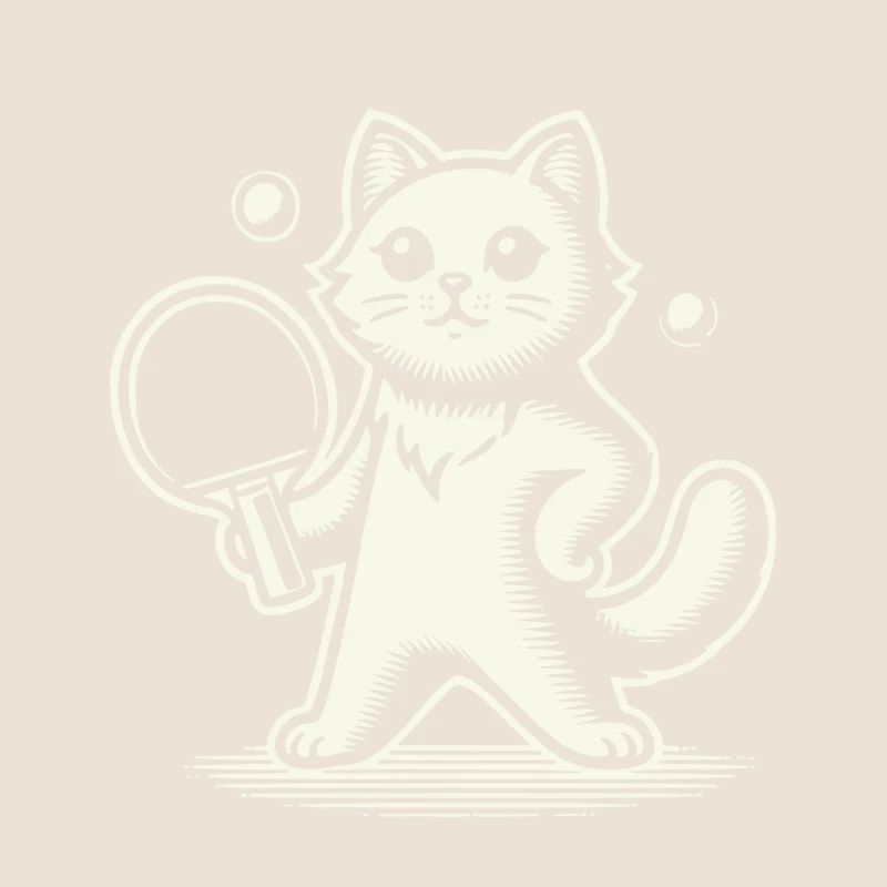 Cute cat playing table tennis