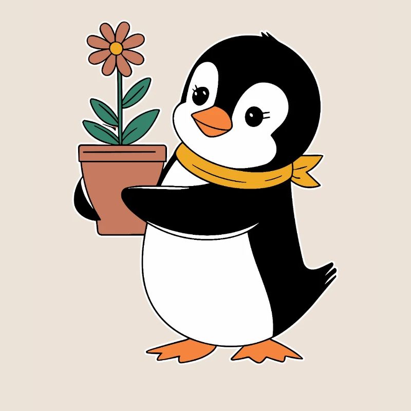 Pingouin de jardinage avec fleur pour
