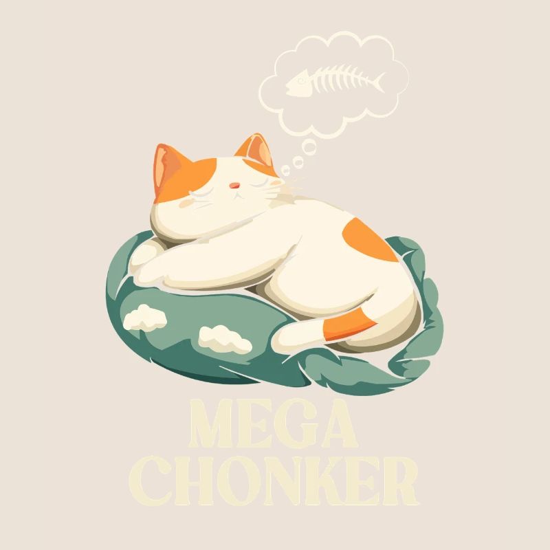 Mega Chonker Cat Thought Bubble Fish