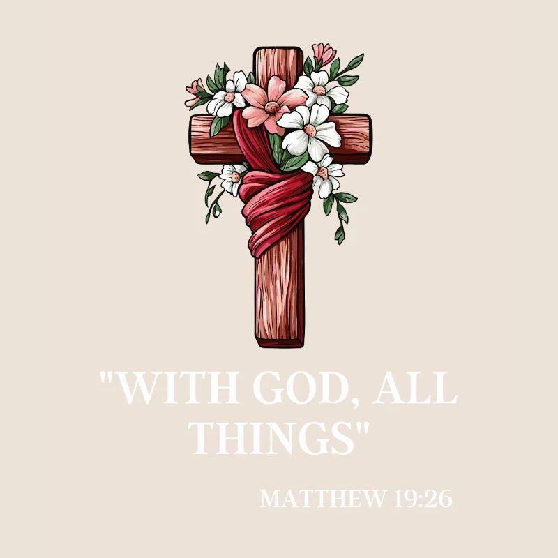 Kreuz mit Matthäus 19:26: Mit Gott sind alle Dinge