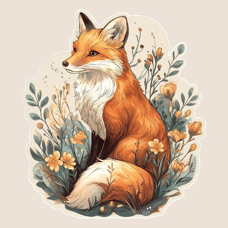 Fox with flowers