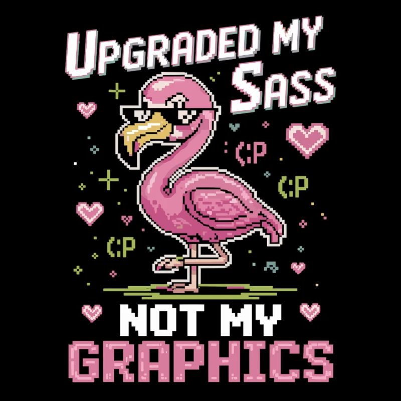Flamant rose pixel avec attitude